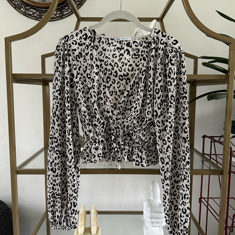 Zara cheetah print blouse top